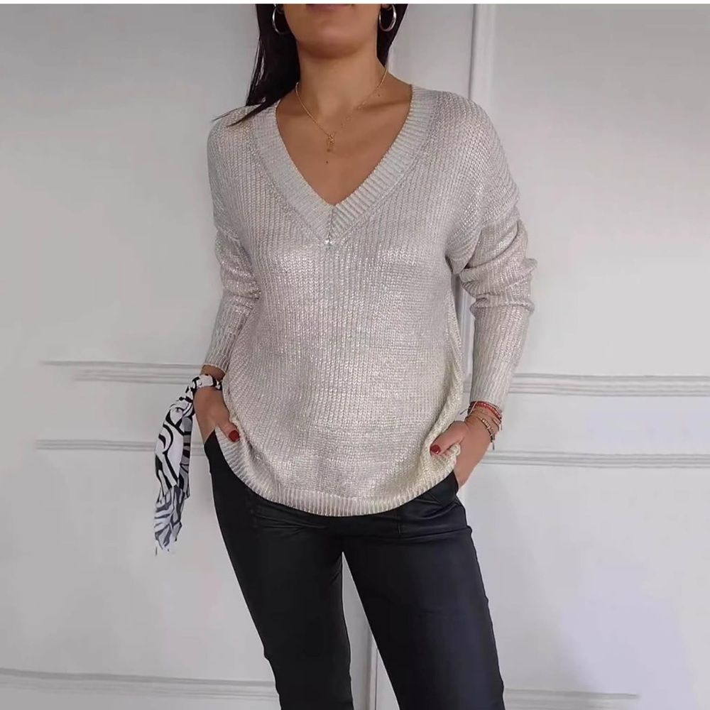 RD Style Josslyn V-Neck Sweater Brown Size XL